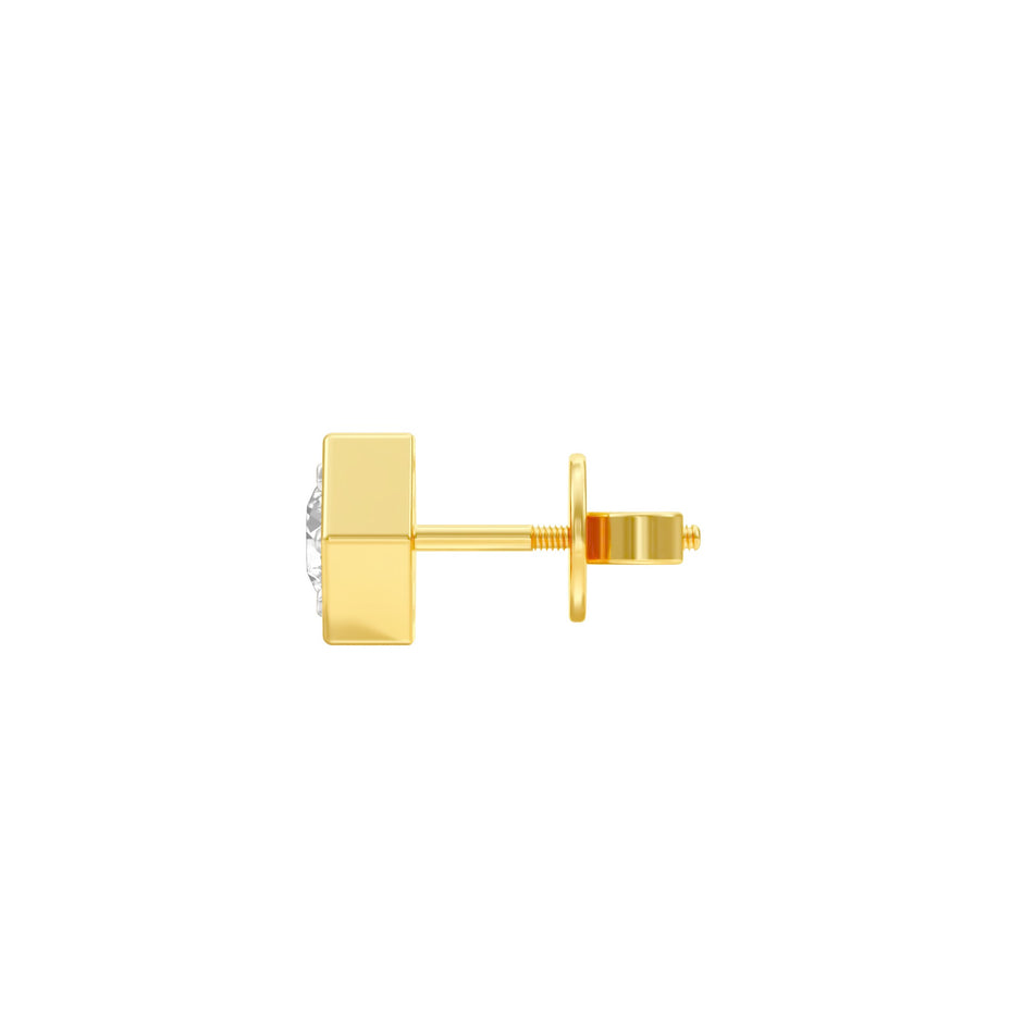50 Cents Hexadic Solitaire Diamond Men's Ear Stud 18 KT / Yellow Gold