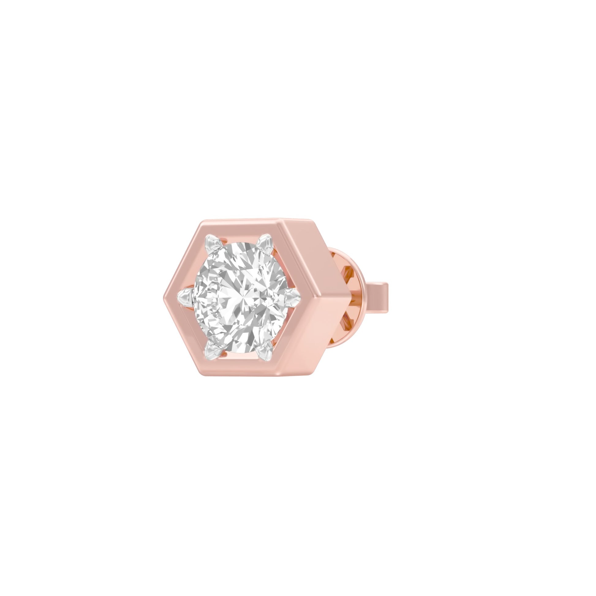 1 carat Round Solitaire Diamond Men's Ear Studs 18 KT / Rose Gold