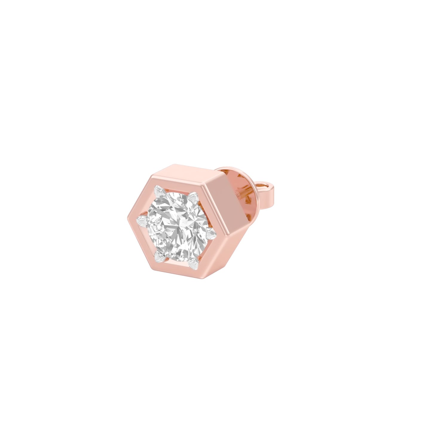 1 carat Round Solitaire Diamond Men's Ear Studs 18 KT / Rose Gold