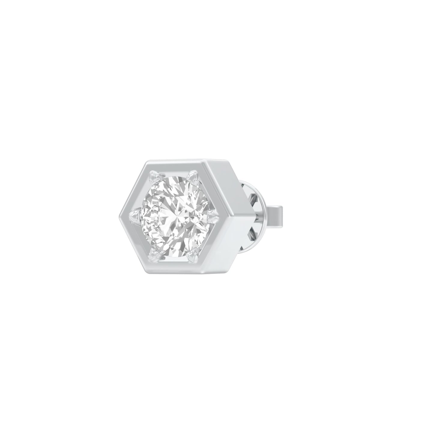 1 carat Round Solitaire Diamond Men's Ear Studs 18 KT / White Gold