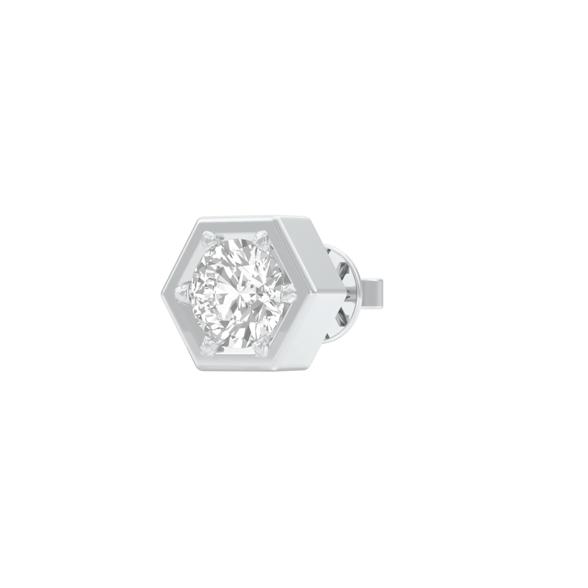 1 carat Round Solitaire Diamond Men's Ear Studs 18 KT / White Gold