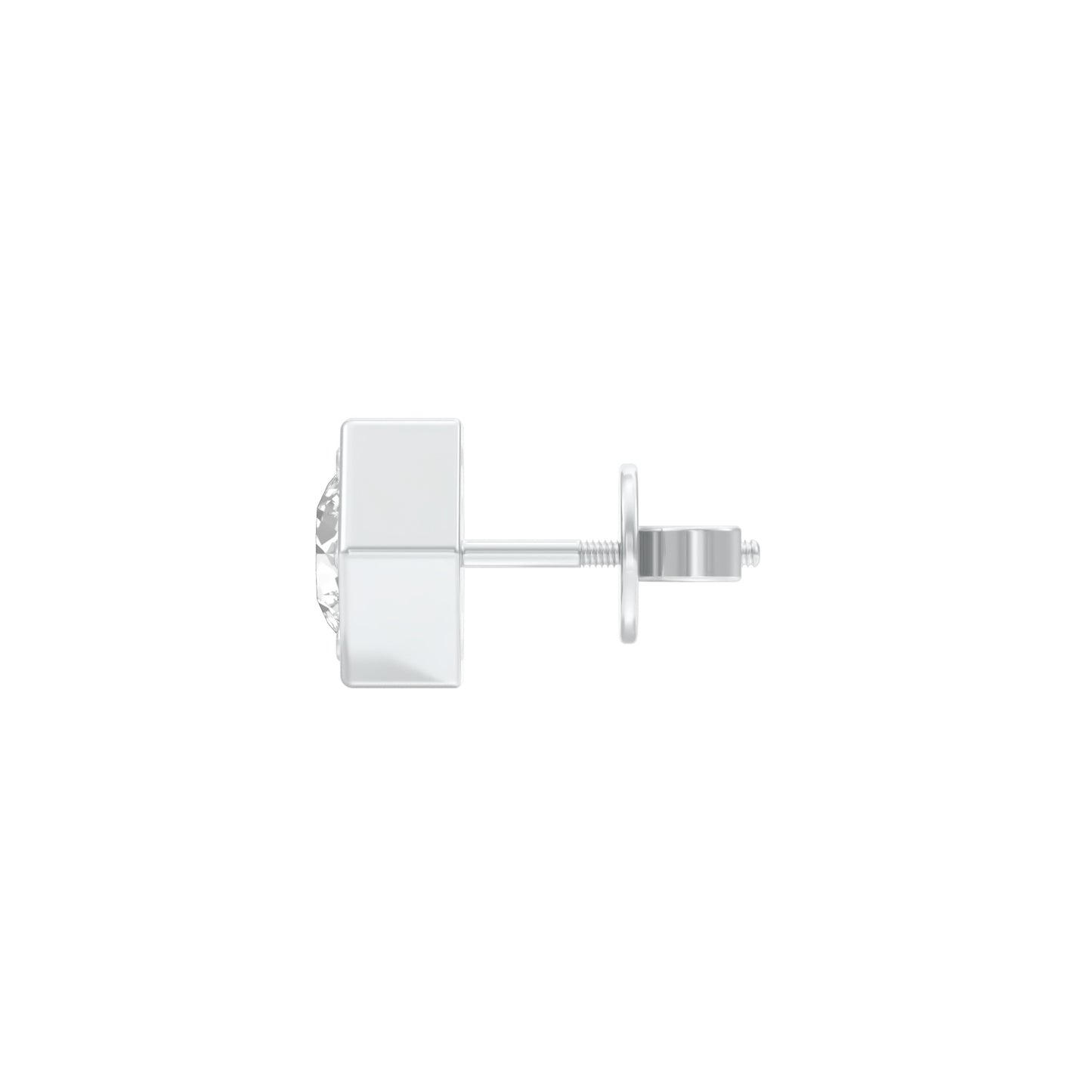 1 carat Round Solitaire Diamond Men's Ear Studs 18 KT / White Gold