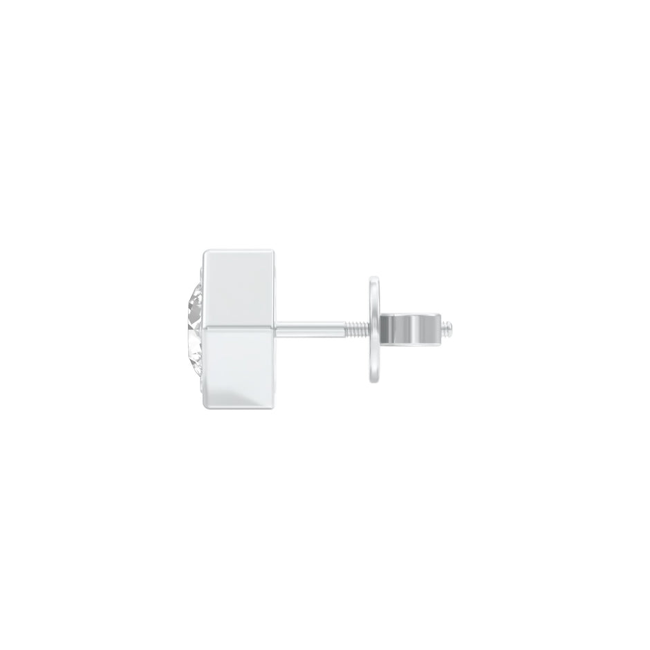 1 carat Round Solitaire Diamond Men's Ear Studs 18 KT / White Gold
