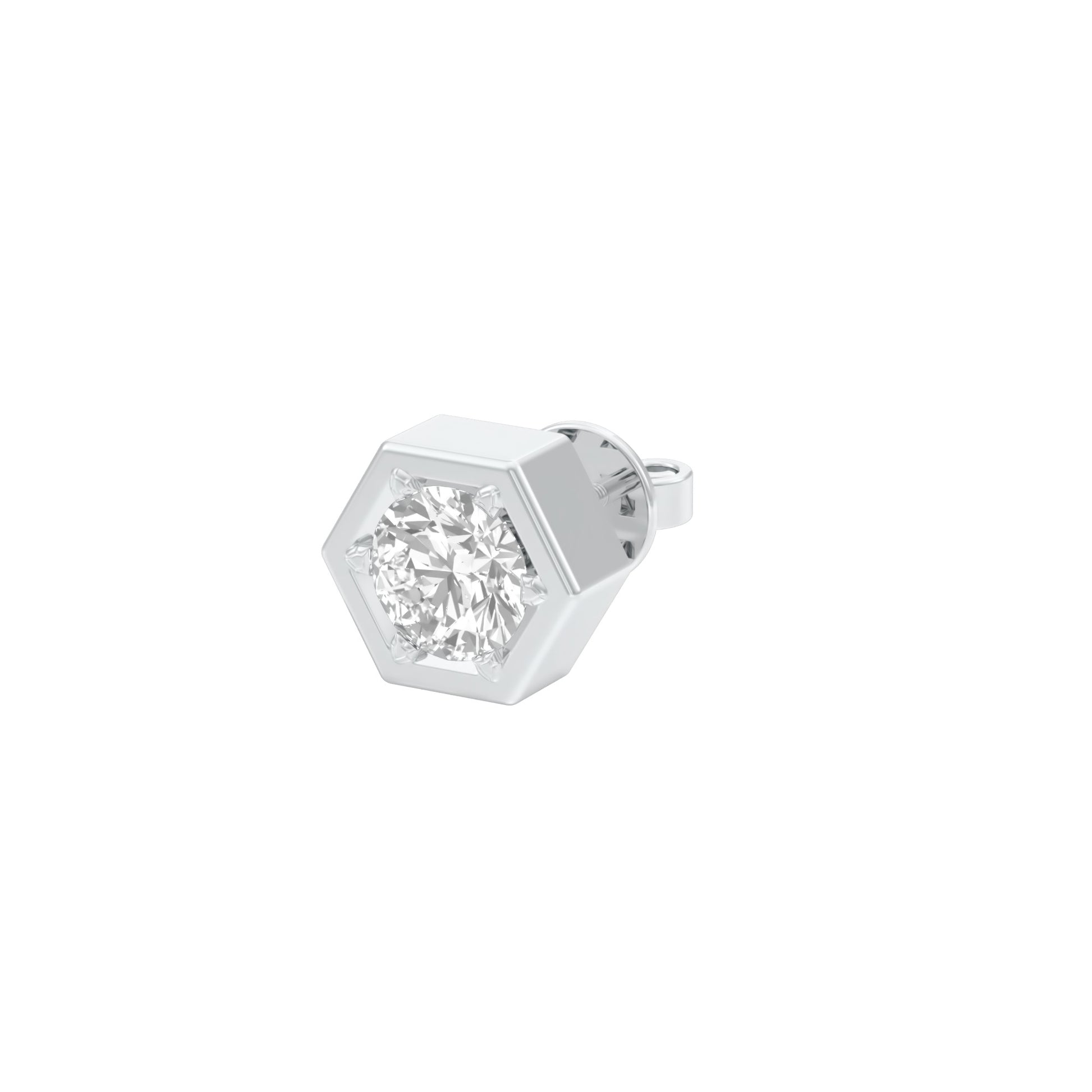 1 carat Round Solitaire Diamond Men's Ear Studs 18 KT / White Gold
