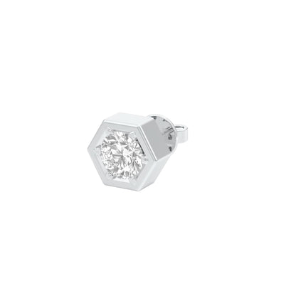 1 carat Round Solitaire Diamond Men's Ear Studs 18 KT / White Gold