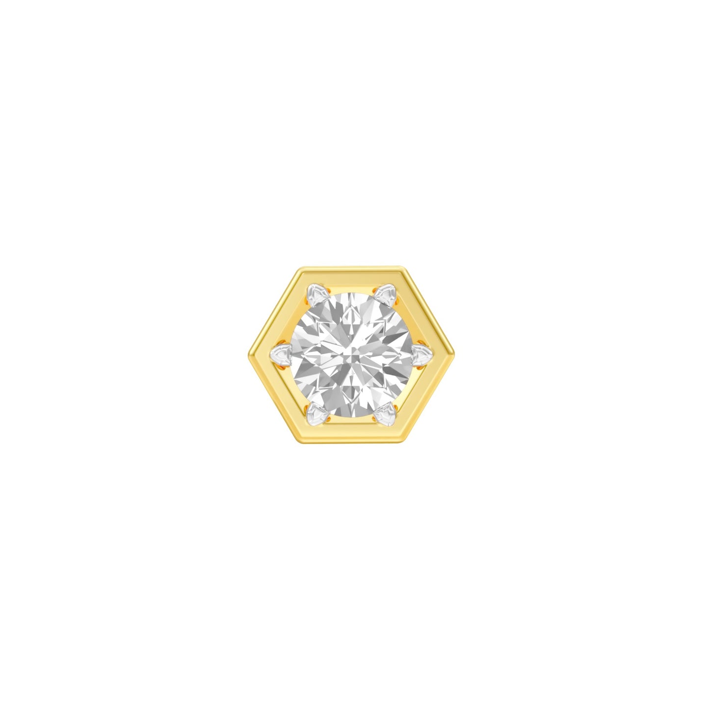 1 carat Round Solitaire Diamond Men's Ear Studs 18 KT / Yellow Gold