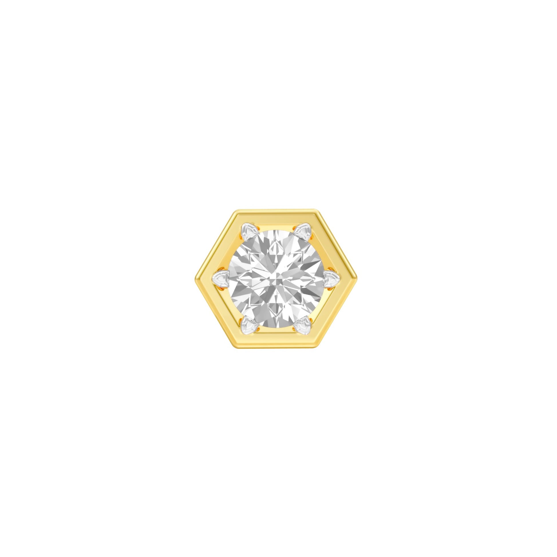 1 carat Round Solitaire Diamond Men's Ear Studs 18 KT / Yellow Gold