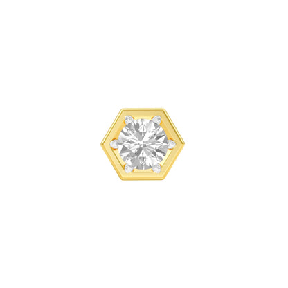 1 carat Round Solitaire Diamond Men's Ear Studs 18 KT / Yellow Gold