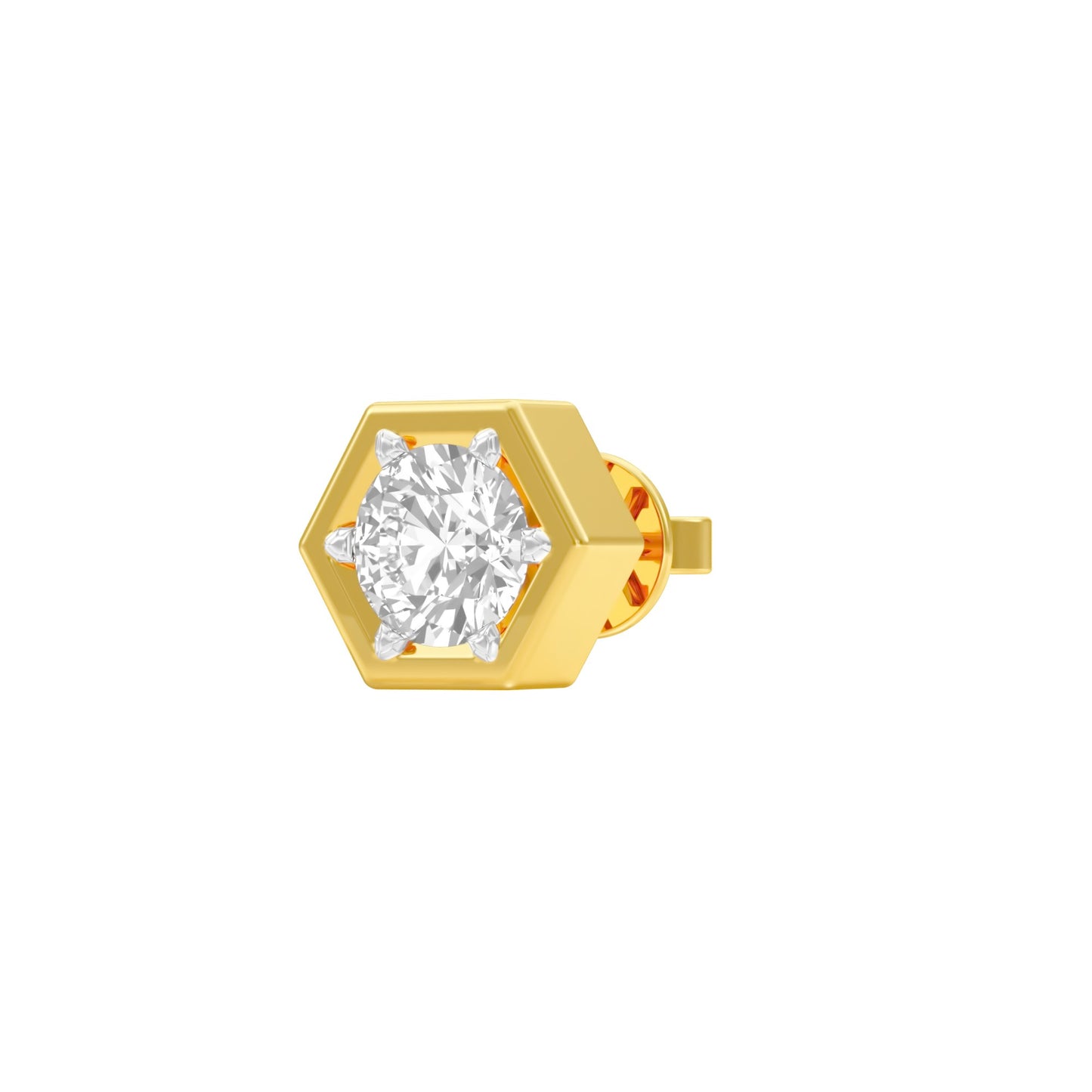 1 carat Round Solitaire Diamond Men's Ear Studs 18 KT / Yellow Gold