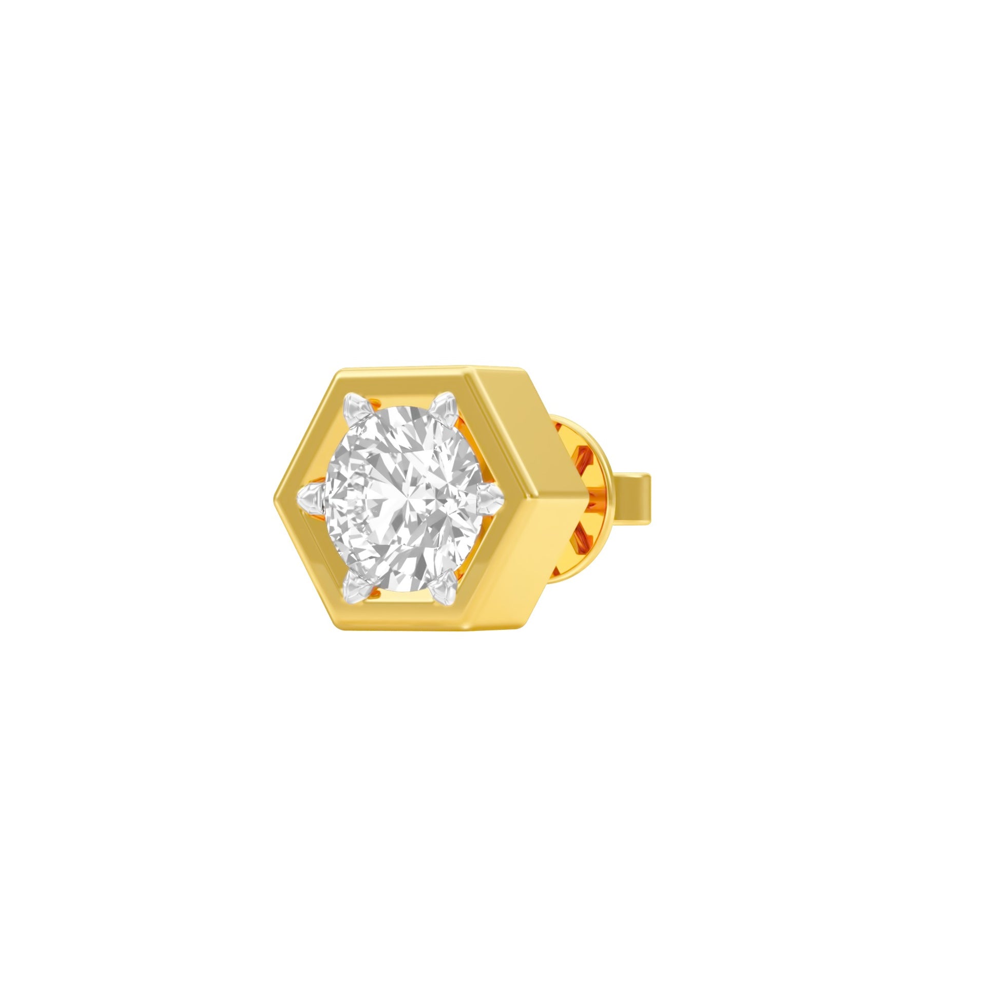 1 carat Round Solitaire Diamond Men's Ear Studs 18 KT / Yellow Gold