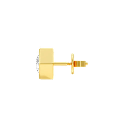 1 carat Round Solitaire Diamond Men's Ear Studs 18 KT / Yellow Gold