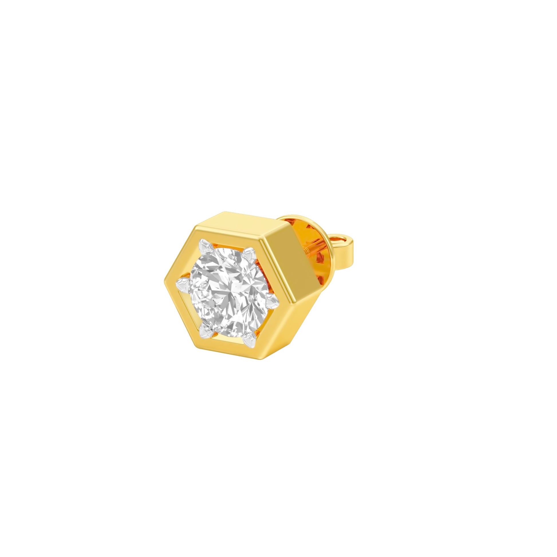 1 carat Round Solitaire Diamond Men's Ear Studs 18 KT / Yellow Gold