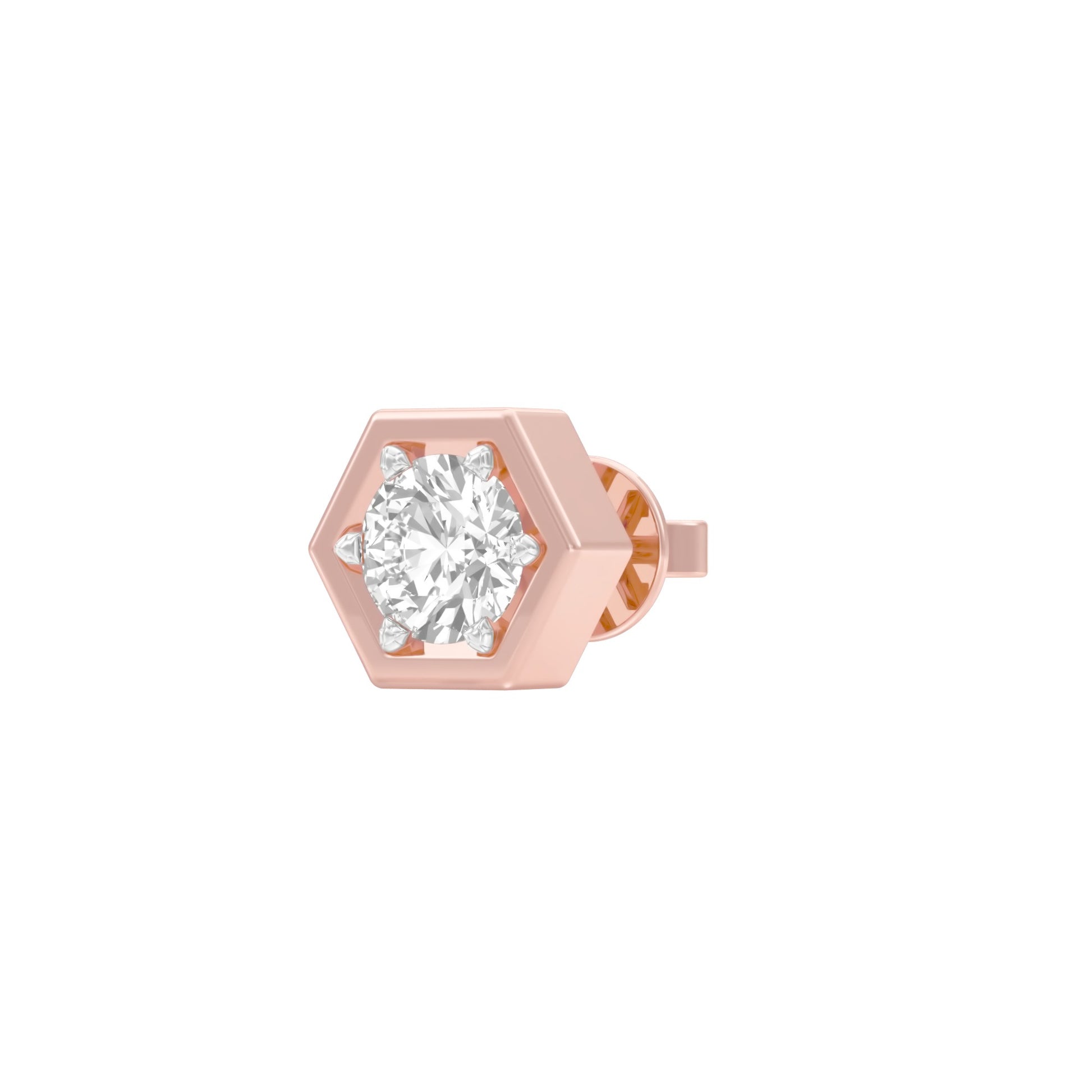 Hexadic Solitaire Diamond Men's Ear Stud 18 KT / Rose Gold