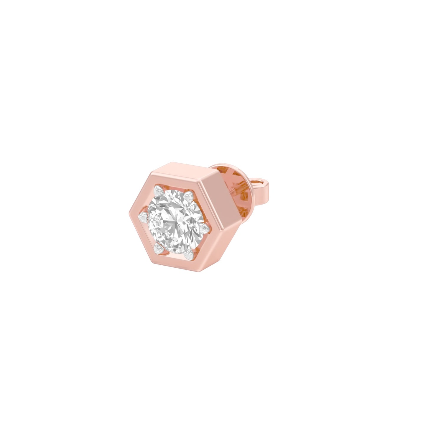Hexadic Solitaire Diamond Men's Ear Stud 18 KT / Rose Gold