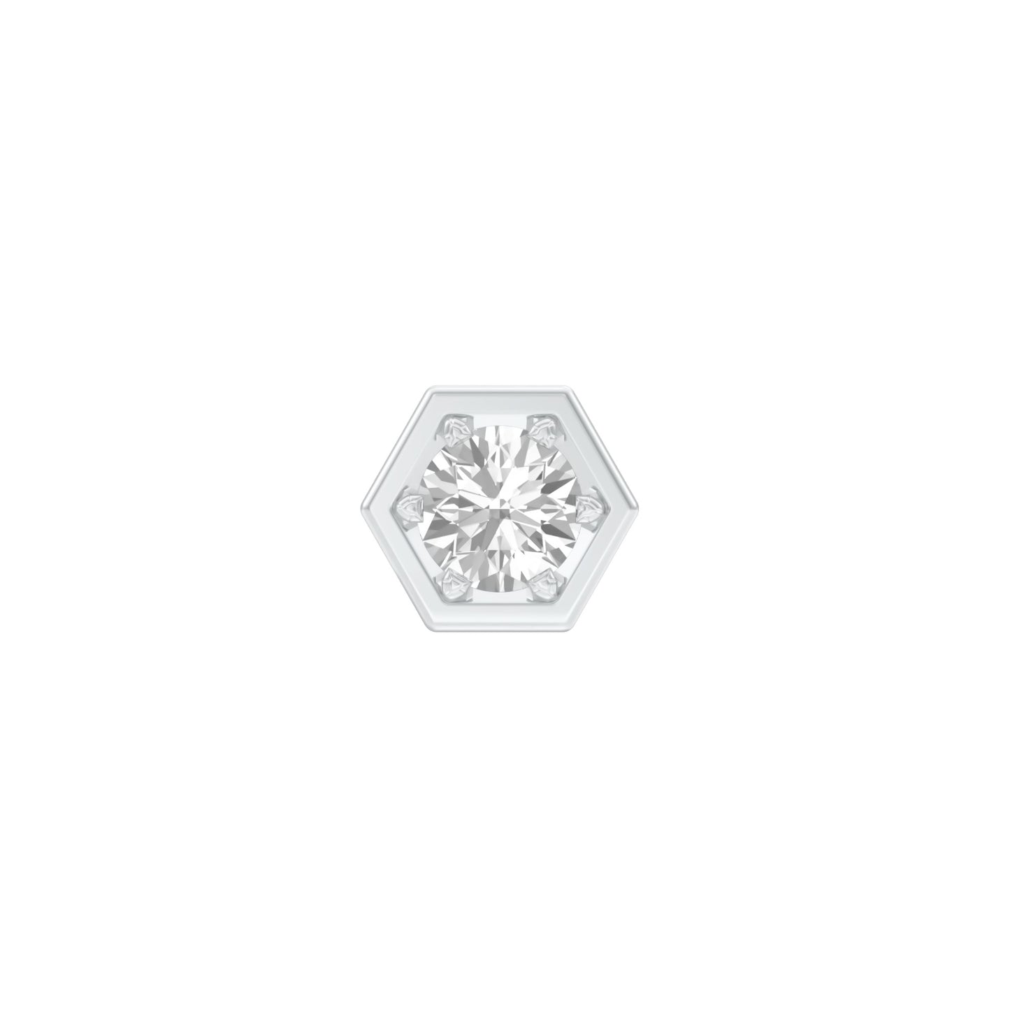 Hexadic Solitaire Diamond Men's Ear Stud 18 KT / White Gold