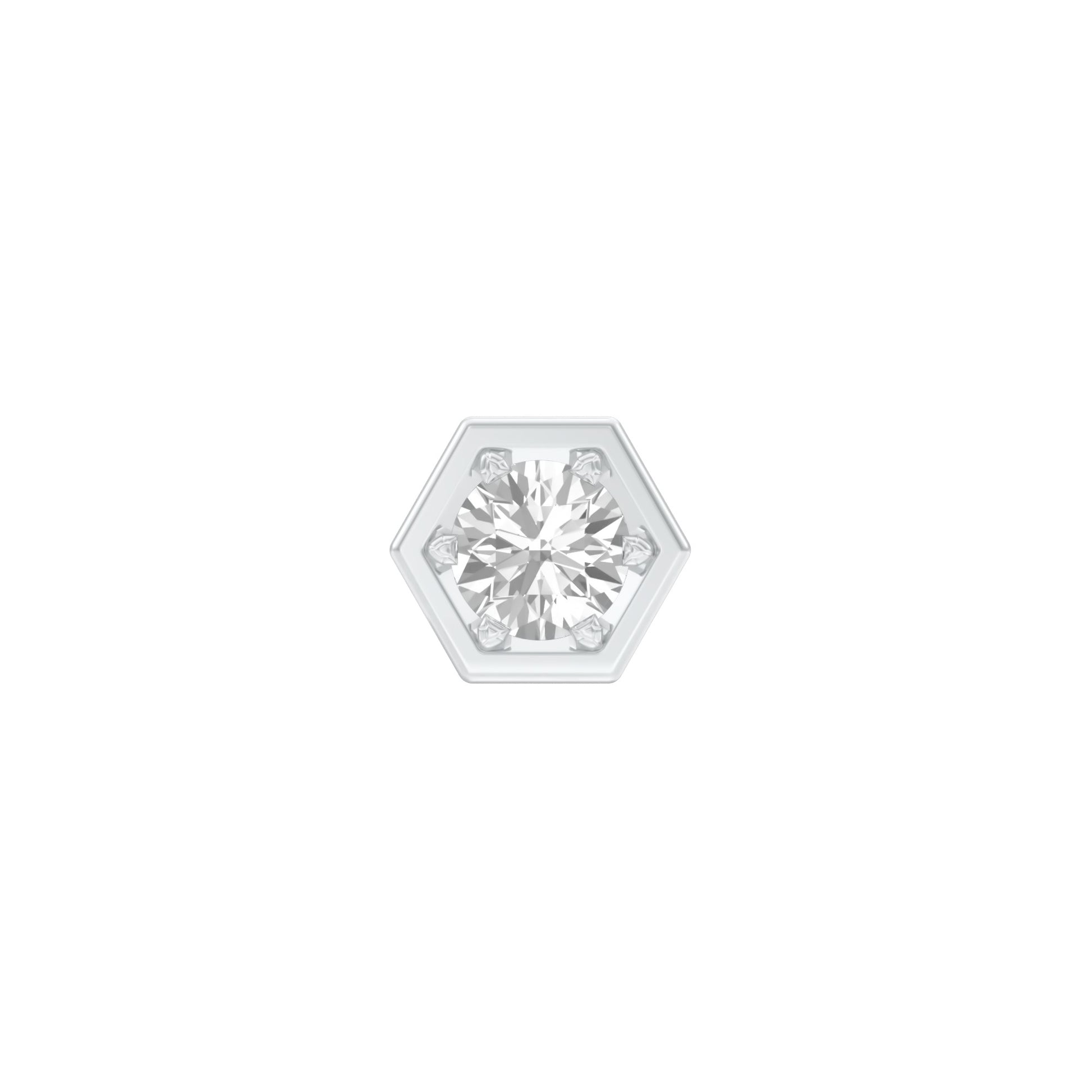 Hexadic Solitaire Diamond Men's Ear Stud 18 KT / White Gold