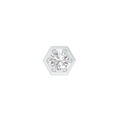 Hexadic Solitaire Diamond Men's Ear Stud 18 KT / White Gold