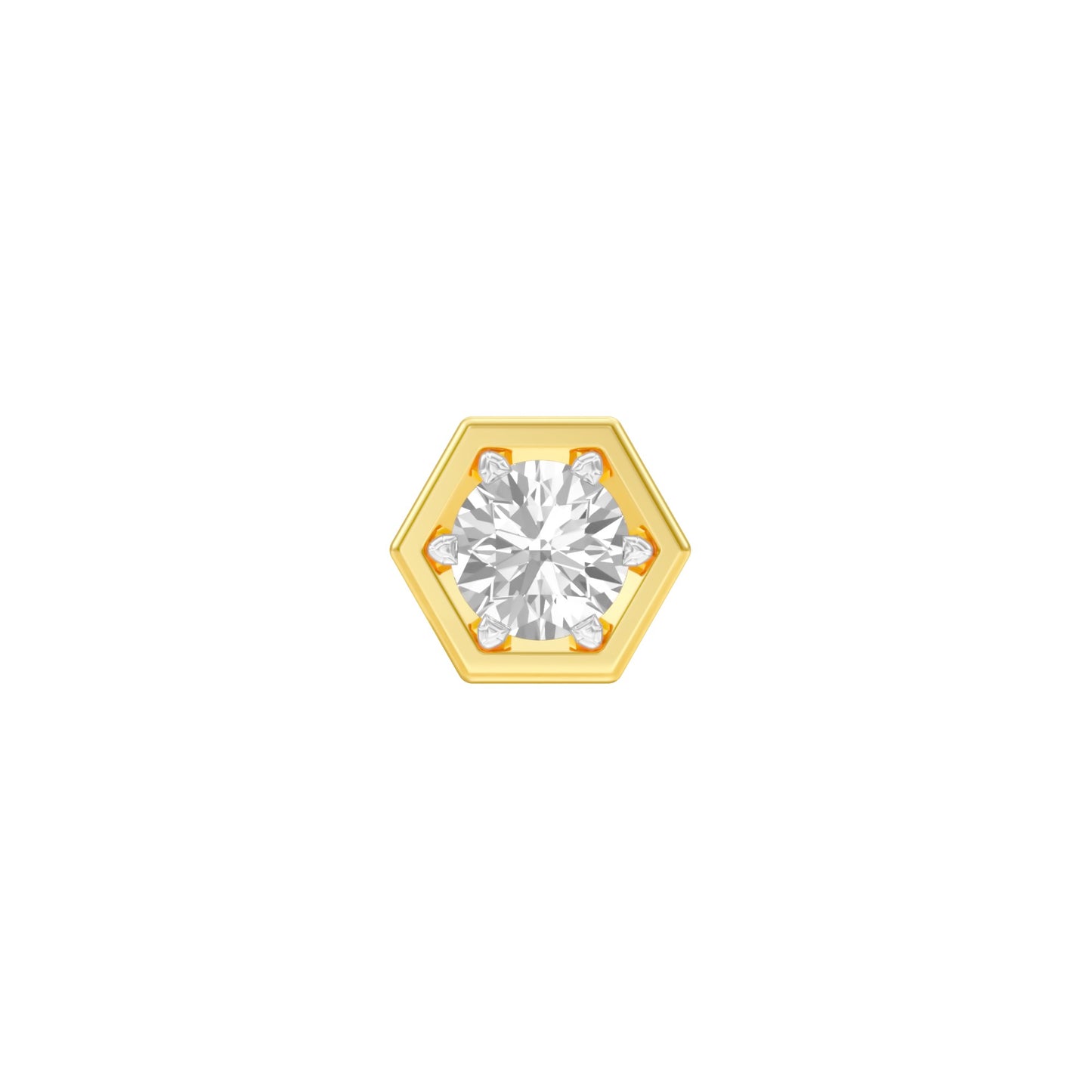 Hexadic Solitaire Diamond Men's Ear Stud 18 KT / Yellow Gold