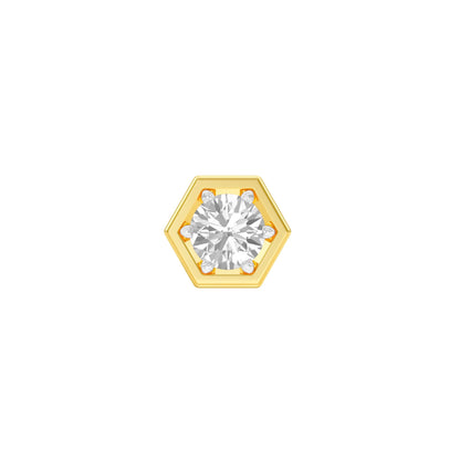 Hexadic Solitaire Diamond Men's Ear Stud 18 KT / Yellow Gold