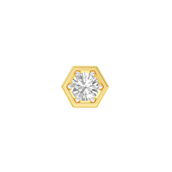Hexadic Solitaire Diamond Men's Ear Stud 18 KT / Yellow Gold