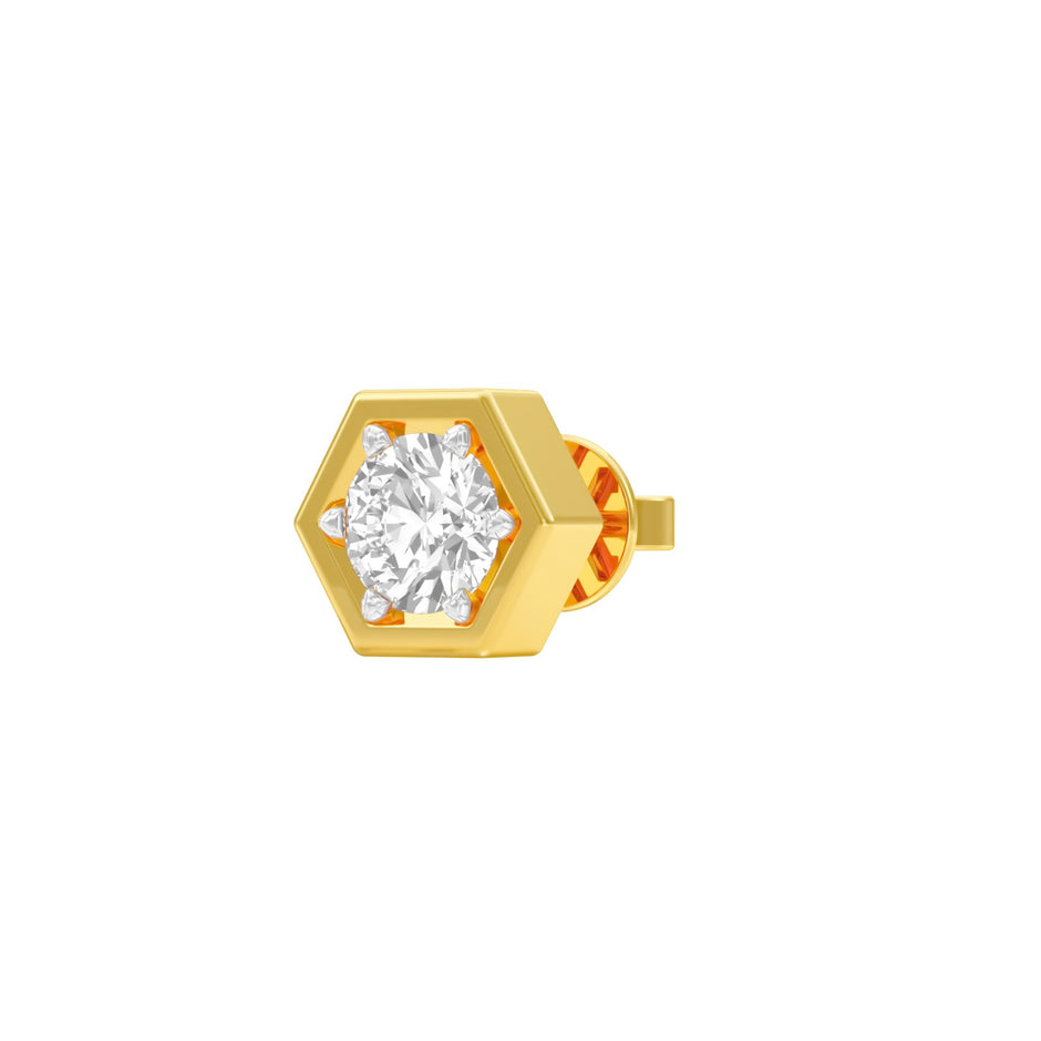 Hexadic Solitaire Diamond Men's Ear Stud 18 KT / Yellow Gold