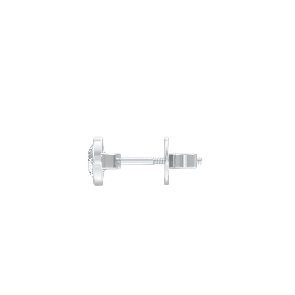 50 cents Bezel Orb Solitaire Diamond Men's Ear Stud 18 KT / White Gold
