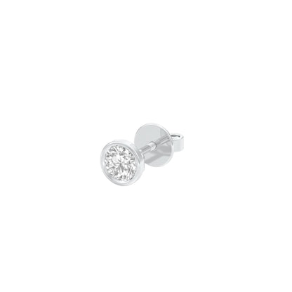 50 cents Bezel Orb Solitaire Diamond Men's Ear Stud 18 KT / White Gold