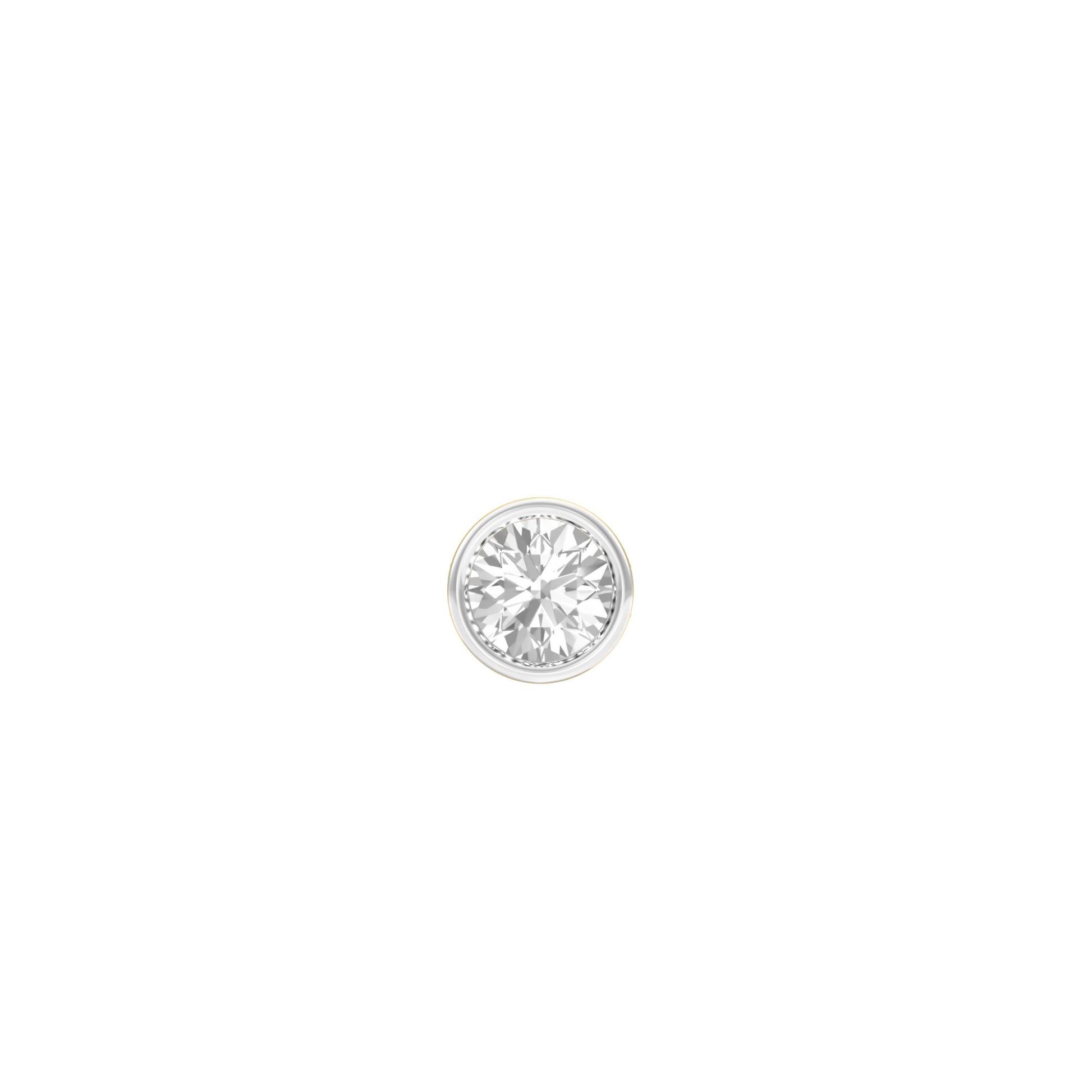 50 cents Bezel Orb Solitaire Diamond Men's Ear Stud 18 KT / Yellow Gold