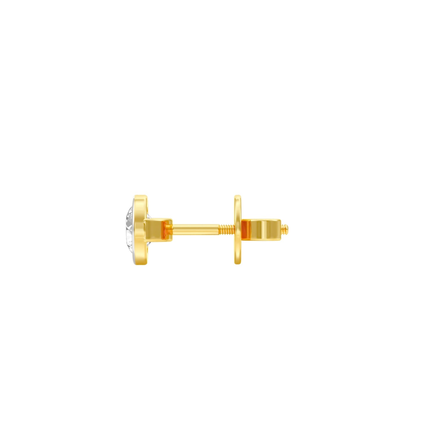 50 cents Bezel Orb Solitaire Diamond Men's Ear Stud 18 KT / Yellow Gold