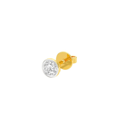 50 cents Bezel Orb Solitaire Diamond Men's Ear Stud 18 KT / Yellow Gold