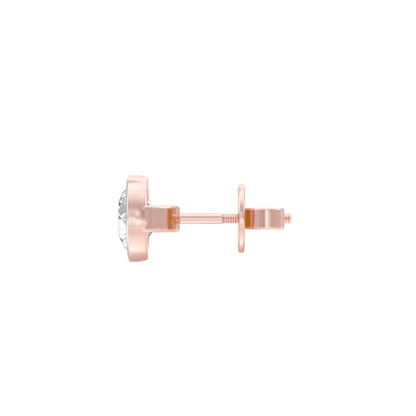 1 Carat Minimal Round Diamond Men's Ear Stud 18 KT / Rose Gold