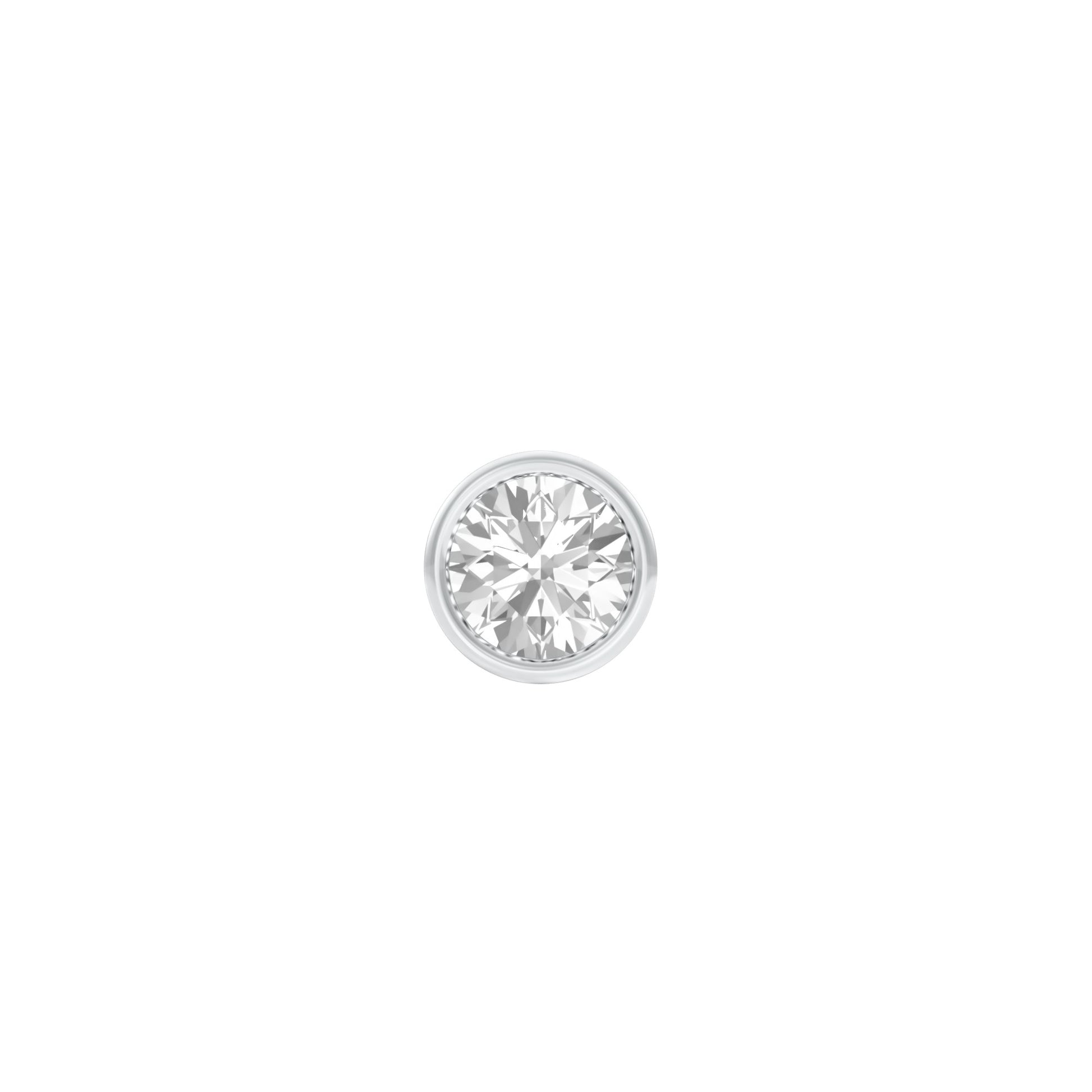 1 Carat Minimal Round Diamond Men's Ear Stud 18 KT / White Gold