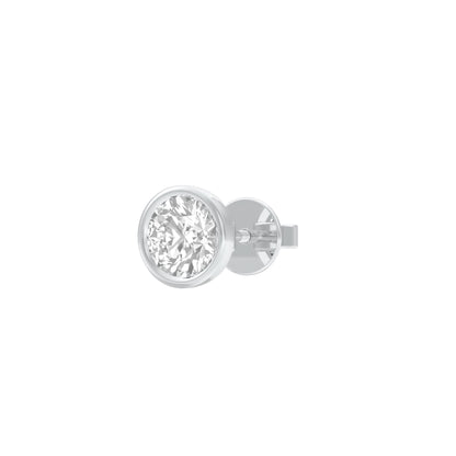 1 Carat Minimal Round Diamond Men's Ear Stud 18 KT / White Gold