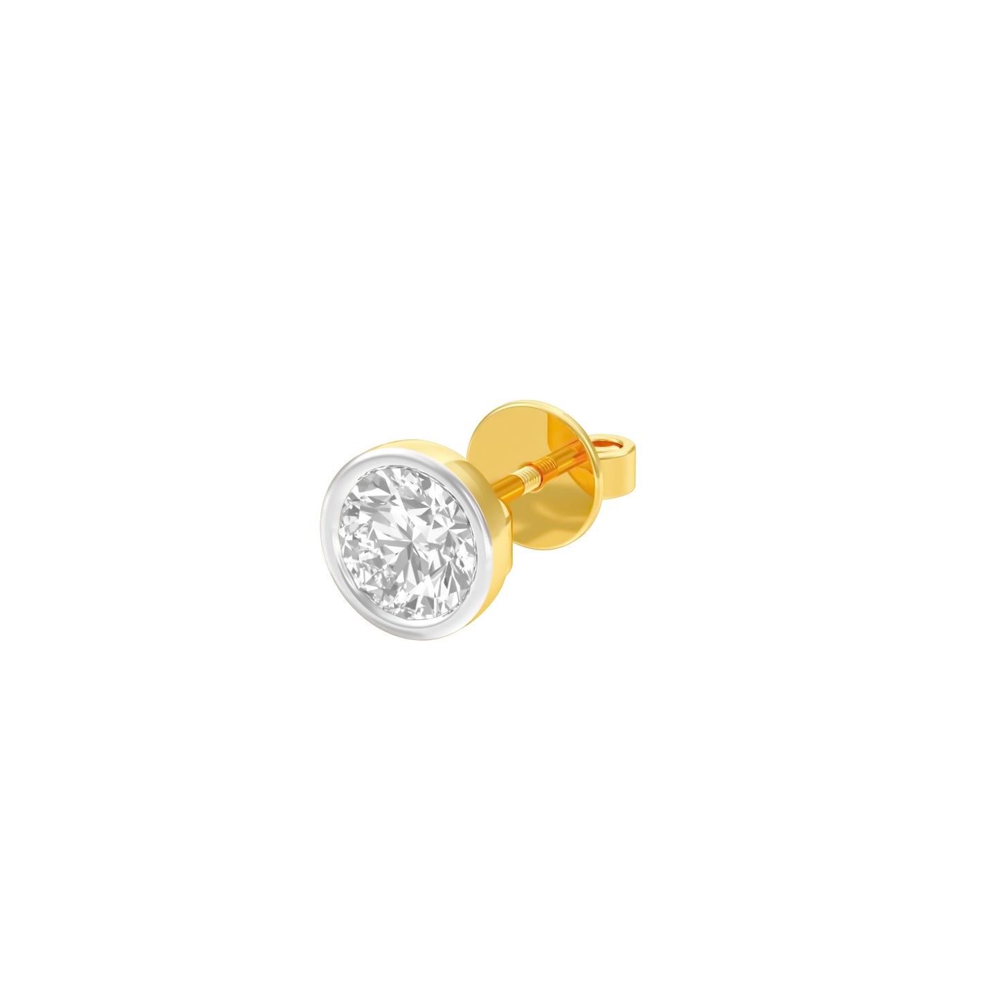 1 Carat Minimal Round Diamond Men's Ear Stud 18 KT / Yellow Gold