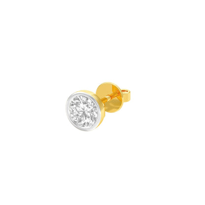 1 Carat Minimal Round Diamond Men's Ear Stud 18 KT / Yellow Gold