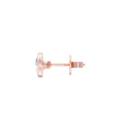 Bezel Orb Solitaire Diamond Men's Ear Stud 18 KT / Rose Gold
