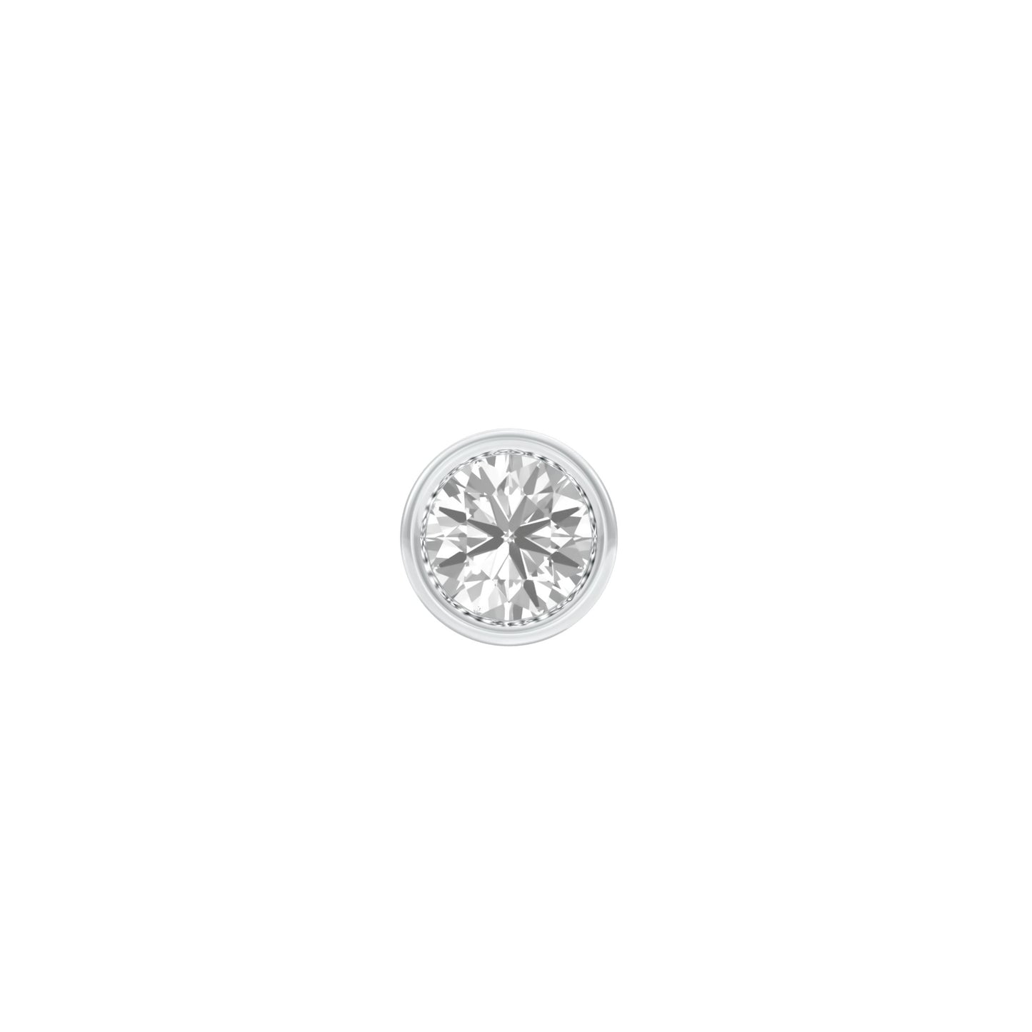 Bezel Orb Solitaire Diamond Men's Ear Stud 18 KT / White Gold