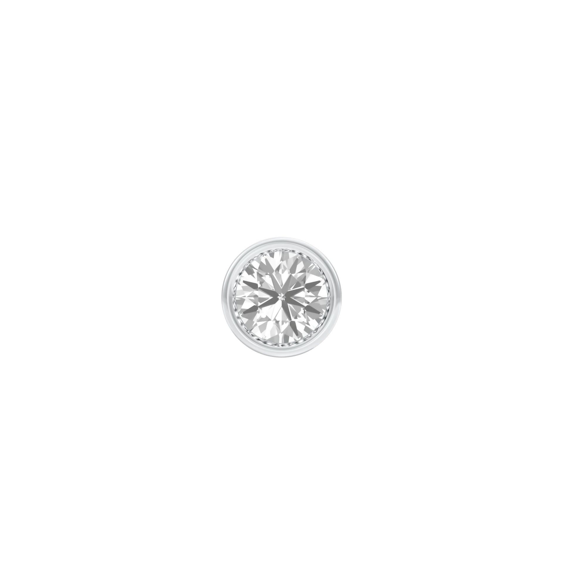 Bezel Orb Solitaire Diamond Men's Ear Stud 18 KT / White Gold