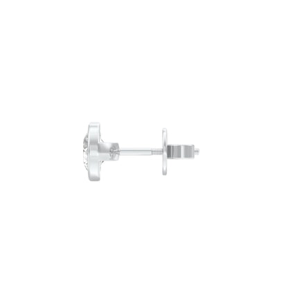 Bezel Orb Solitaire Diamond Men's Ear Stud 18 KT / White Gold