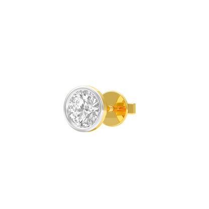 Bezel Orb Solitaire Diamond Men's Ear Stud 18 KT / Yellow Gold