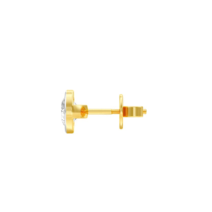 Bezel Orb Solitaire Diamond Men's Ear Stud 18 KT / Yellow Gold