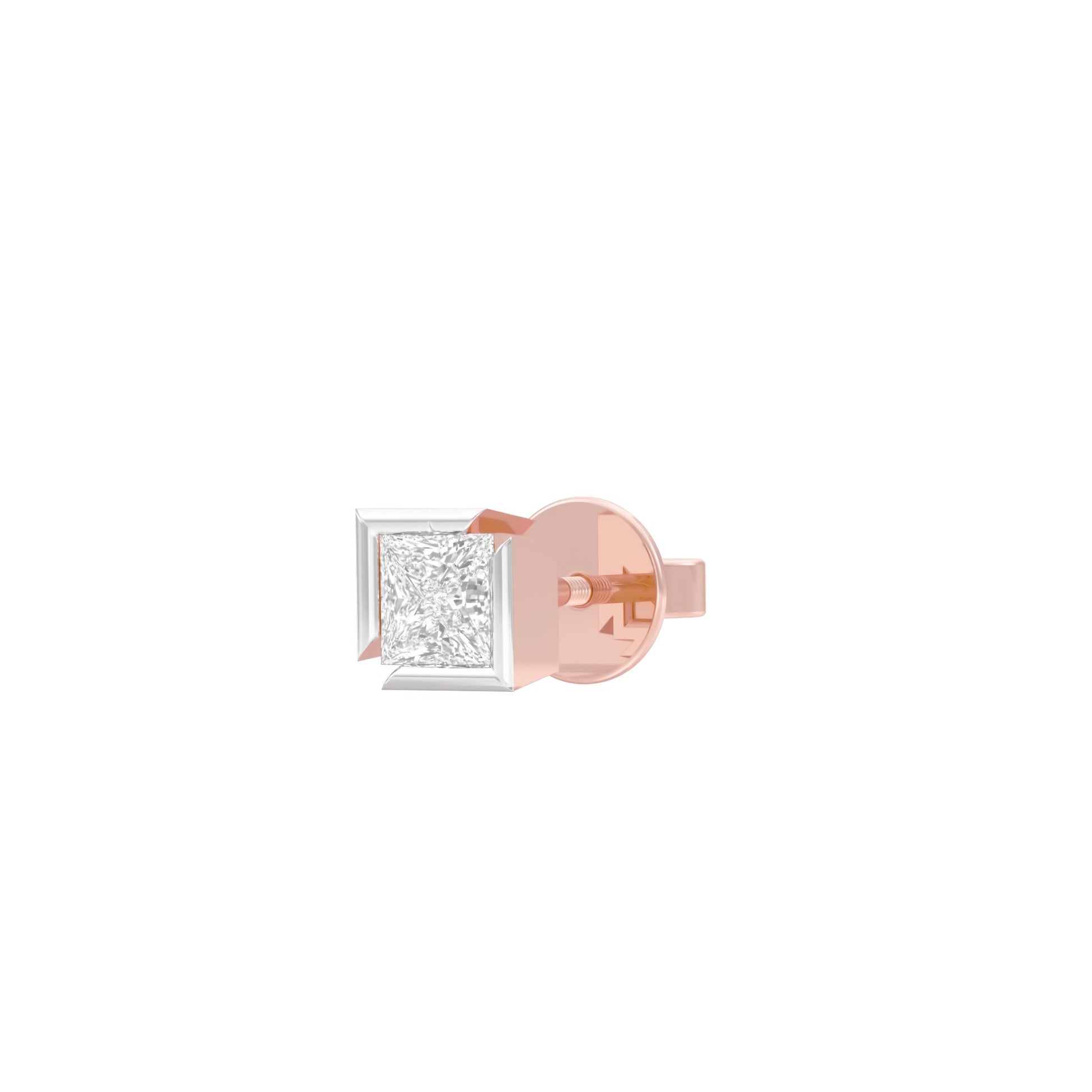 50 Cents Quadric Princess Diamond Men's Ear Stud 18 KT / Rose Gold