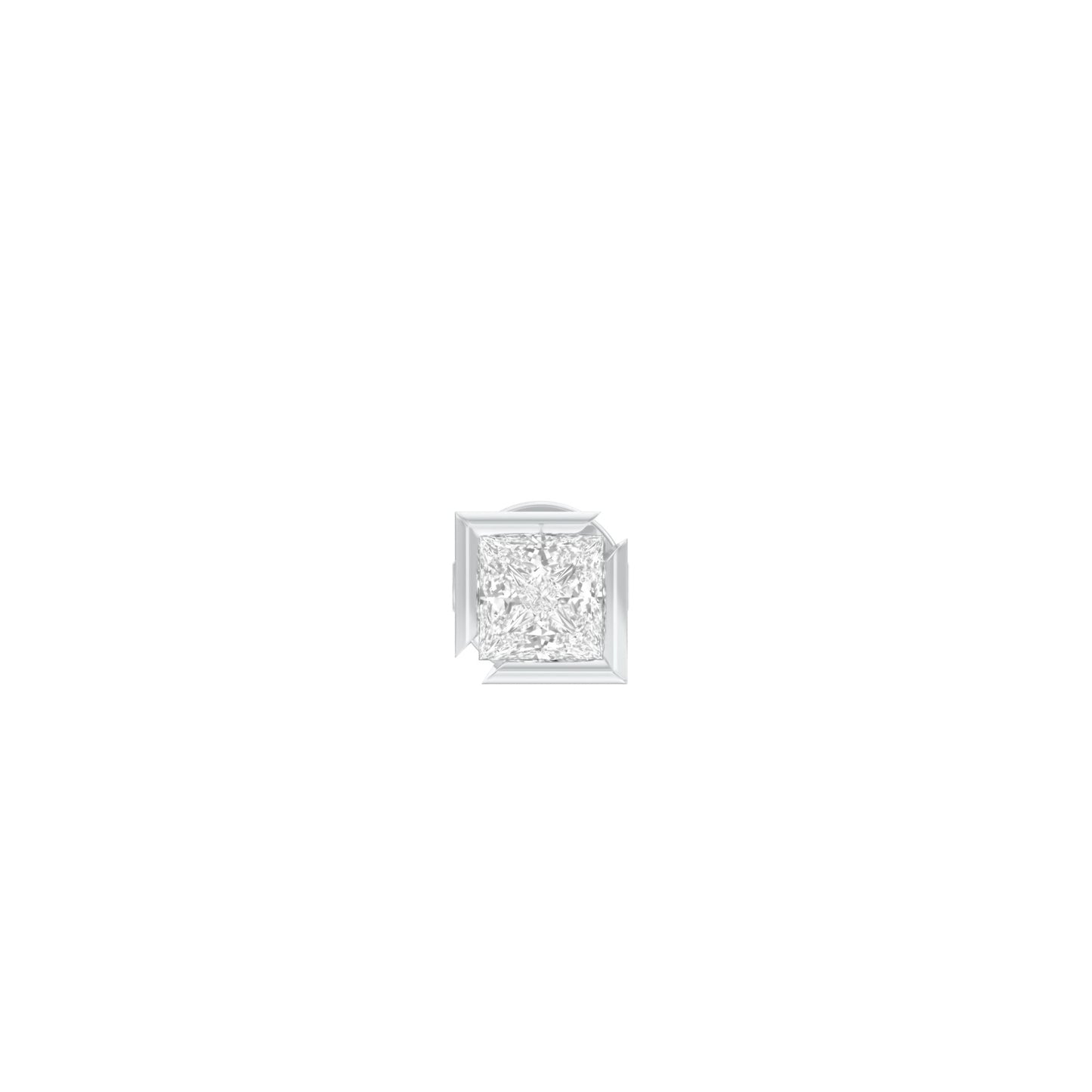 50 Cents Quadric Princess Diamond Men's Ear Stud 18 KT / White Gold