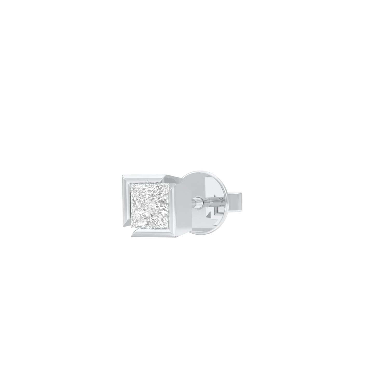 50 Cents Quadric Princess Diamond Men's Ear Stud 18 KT / White Gold