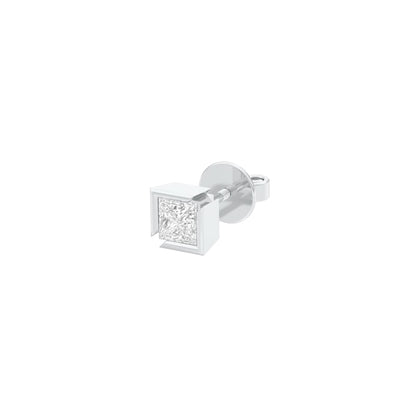50 Cents Quadric Princess Diamond Men's Ear Stud 18 KT / White Gold