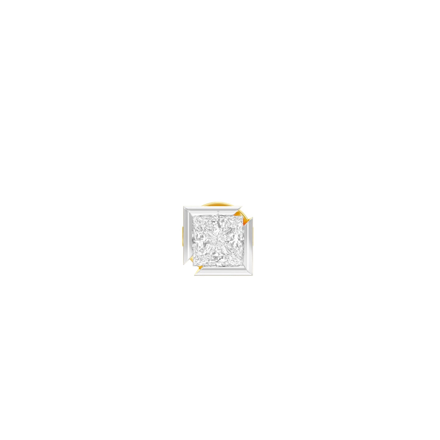 50 Cents Quadric Princess Diamond Men's Ear Stud 18 KT / Yellow Gold