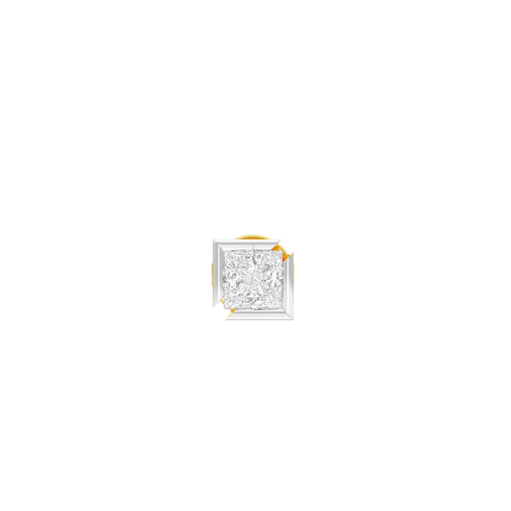 50 Cents Quadric Princess Diamond Men's Ear Stud 18 KT / Yellow Gold
