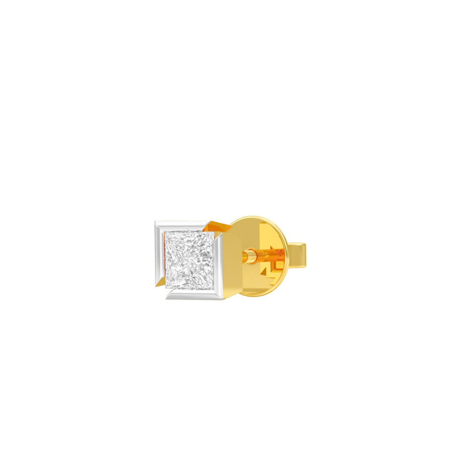 50 Cents Quadric Princess Diamond Men's Ear Stud 18 KT / Yellow Gold