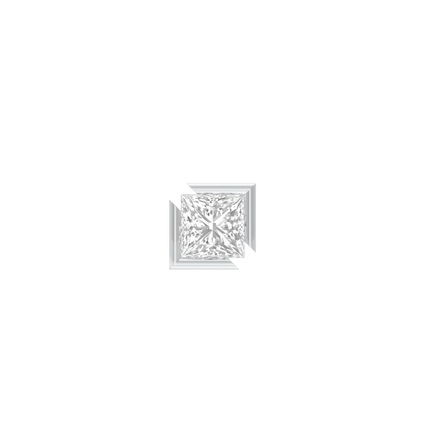 1 Carat Princess Diamond Men's Ear Stud 18 KT / White Gold