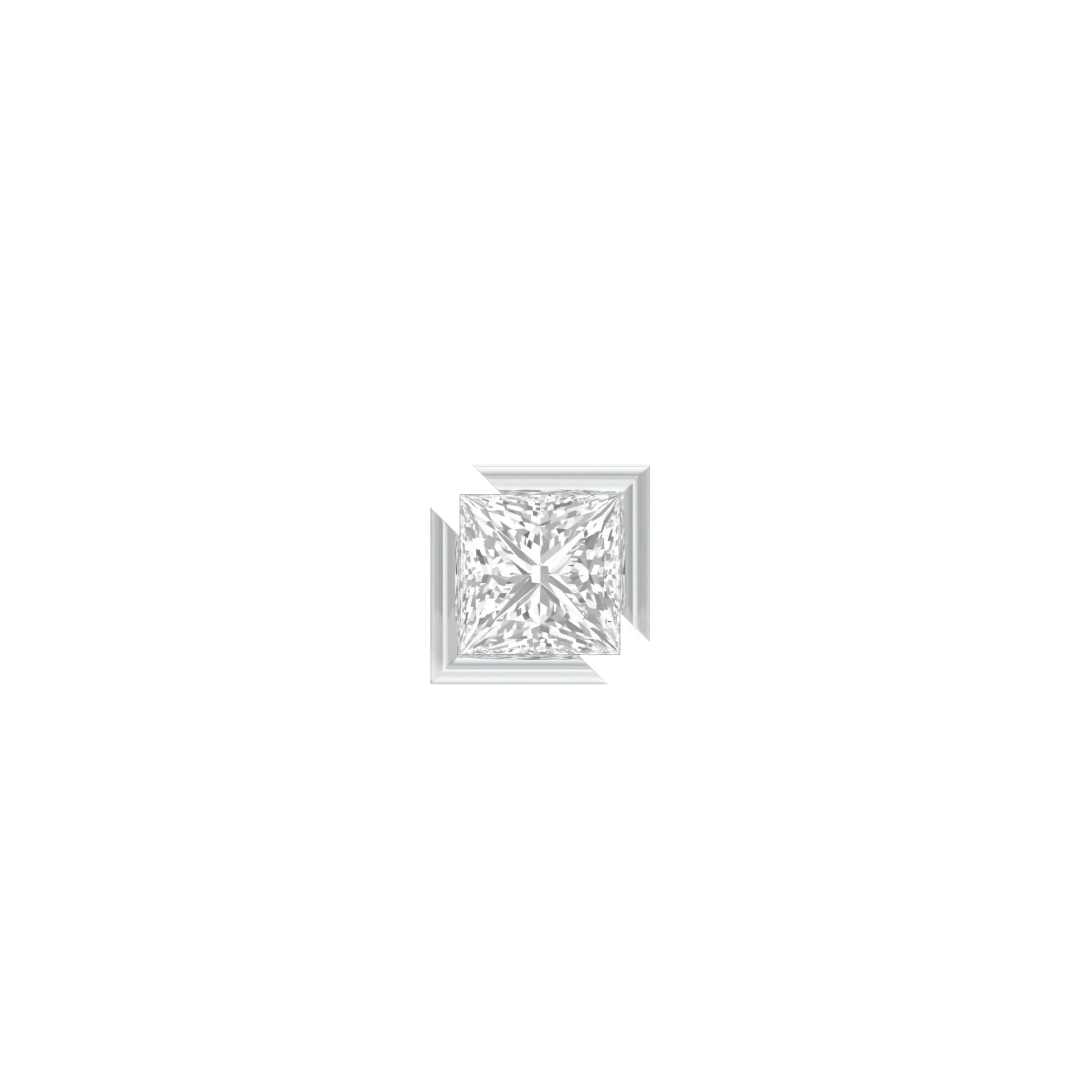 1 Carat Princess Diamond Men's Ear Stud 18 KT / White Gold